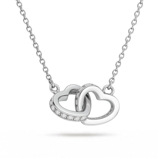 Hartjes ketting (2 hartjes) Zilver 925