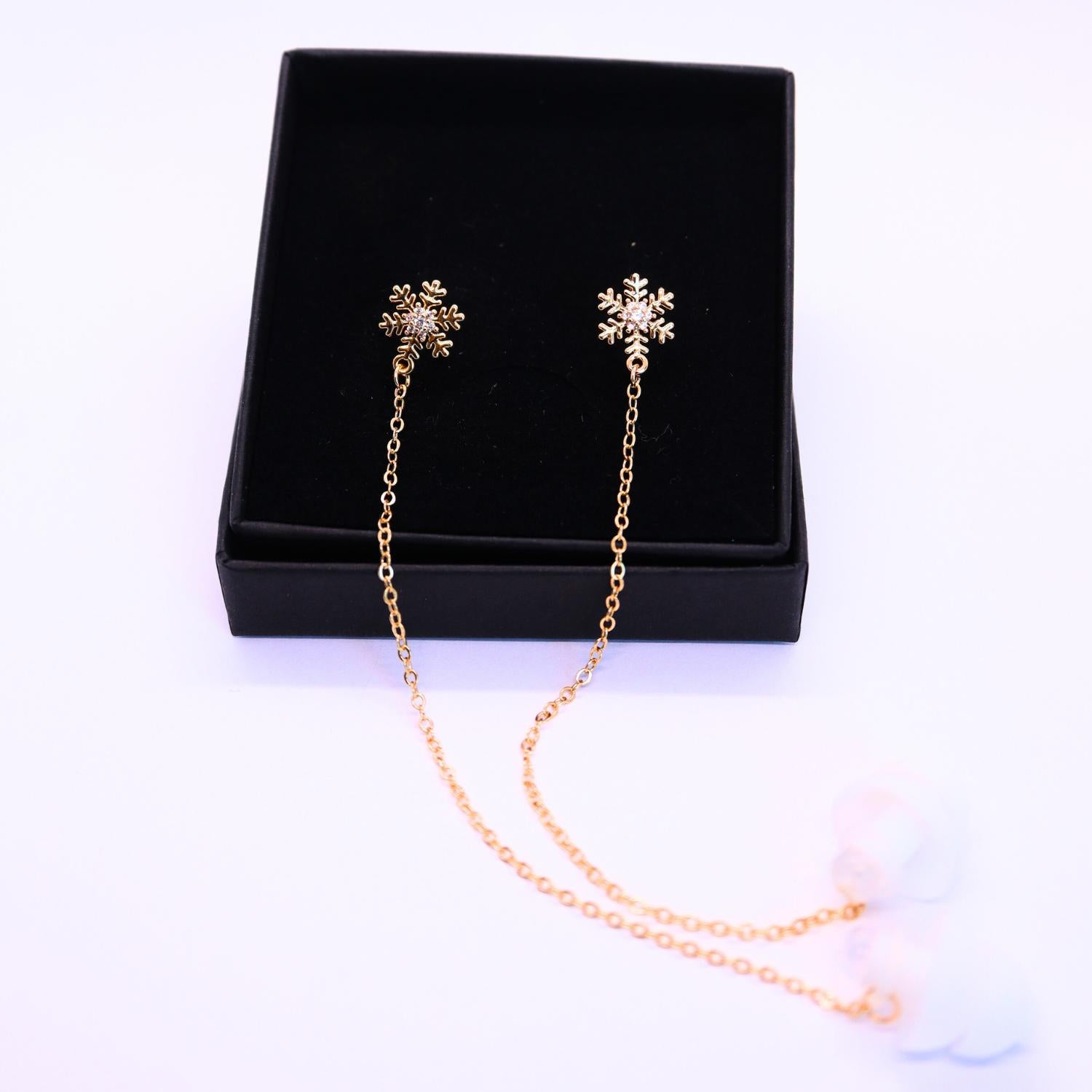 Oorbellen Voor Oordopjes (Sneeuwvlok) Goudkleurig in Doosje Despora