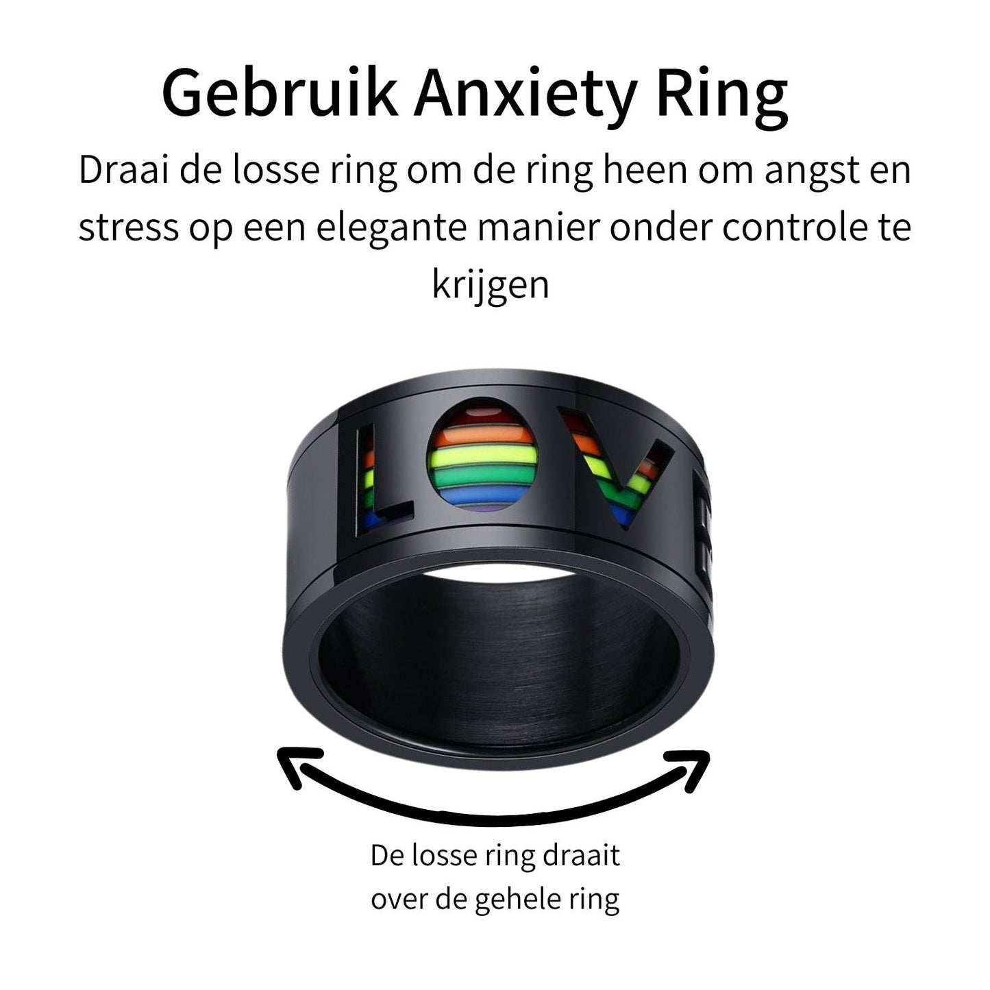 Bague d'anxiété (Amour) Noire