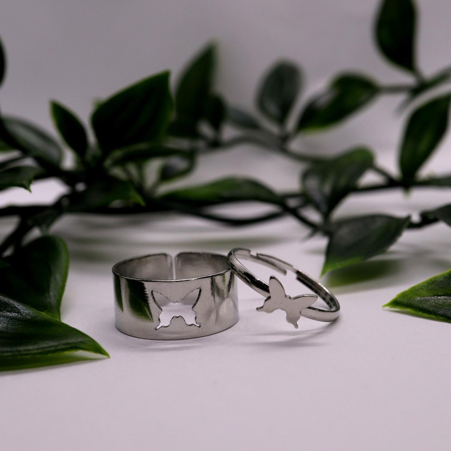 Bague d'amitié papillon couleur argent