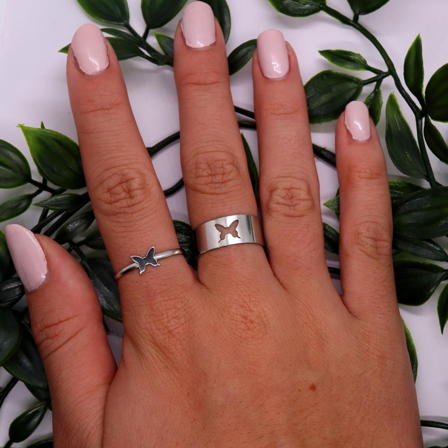 Bague d'amitié papillon couleur argent