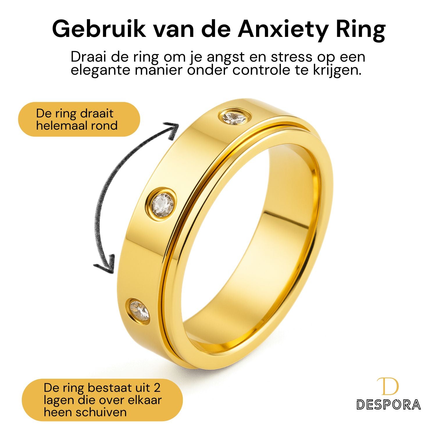 Anxiety ring (Zirkonia) Goud Gebruik