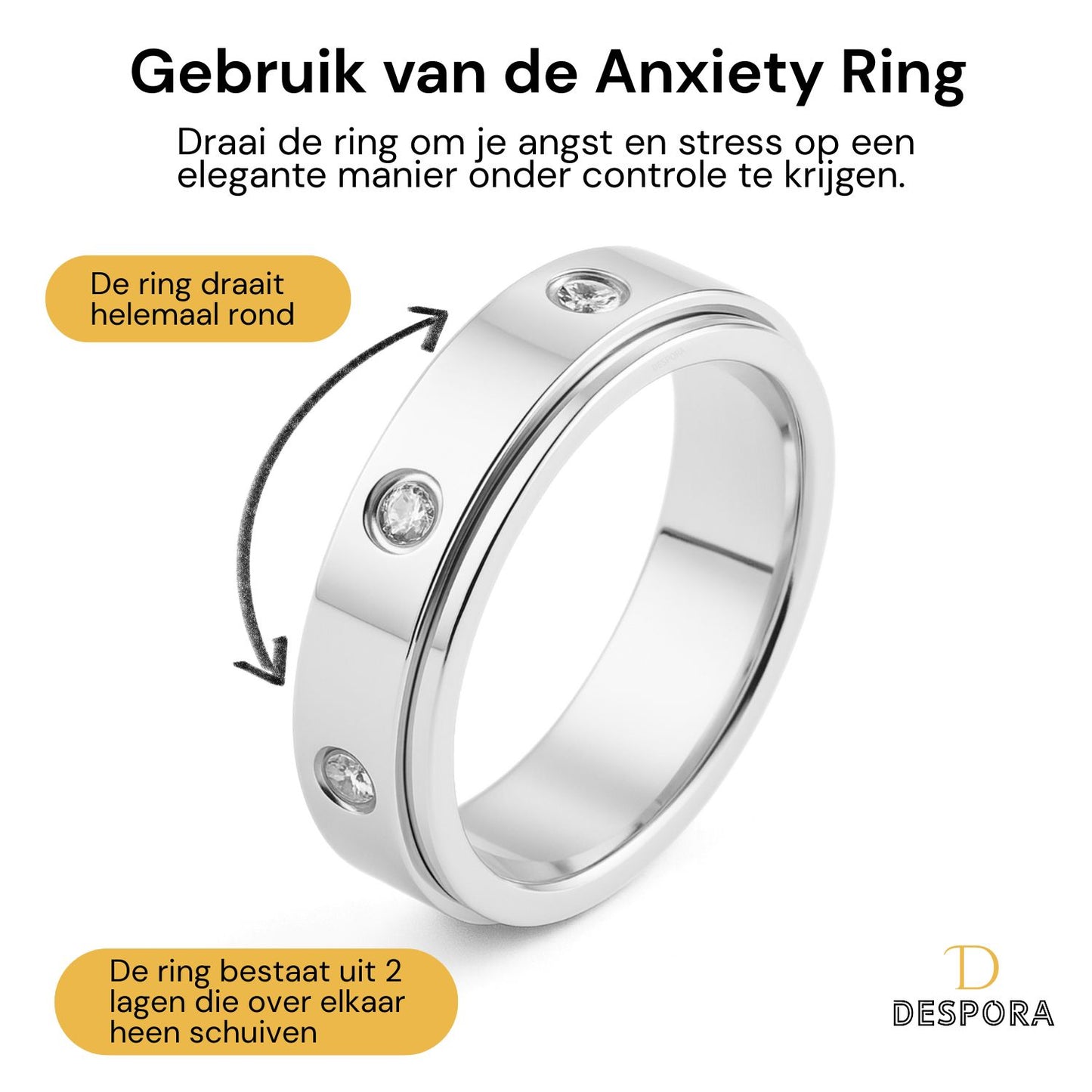 Anxiety ring (Zirkonia) Zilver Gebruik