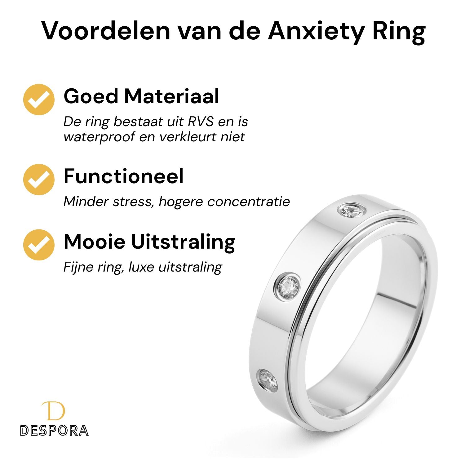 Anxiety ring (Zirkonia) Zilver Voordelen 