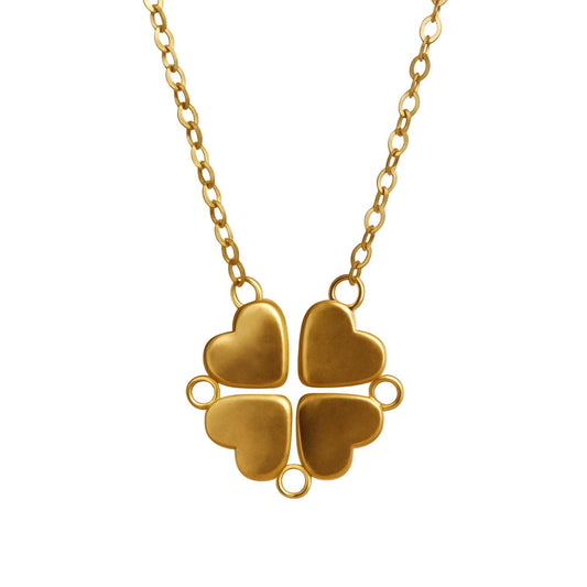 Collier trèfle à quatre feuilles / collier cœur en or (gravable)