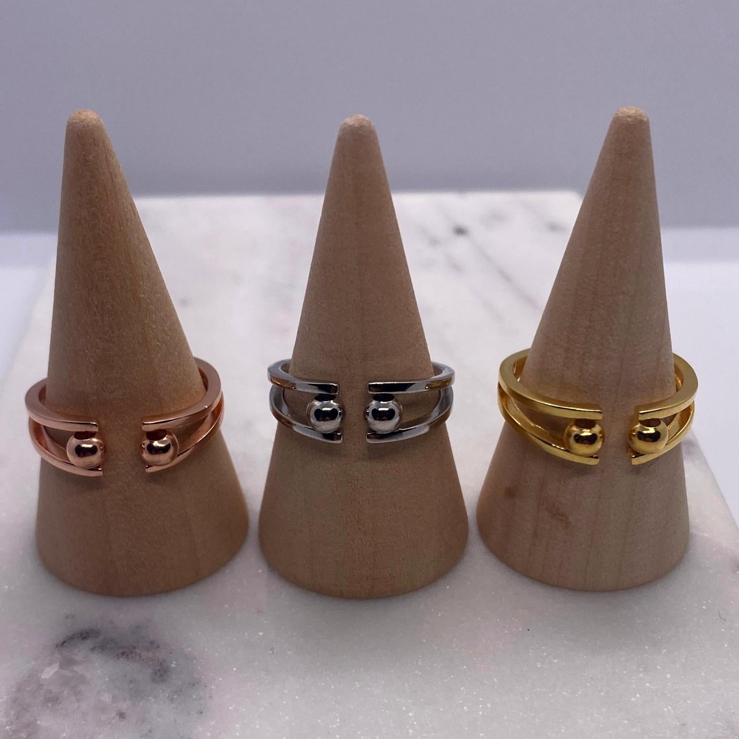 Anxiety Ring Bolletjes Zilver 925 rosé gold plated varianten om meerdere kegels