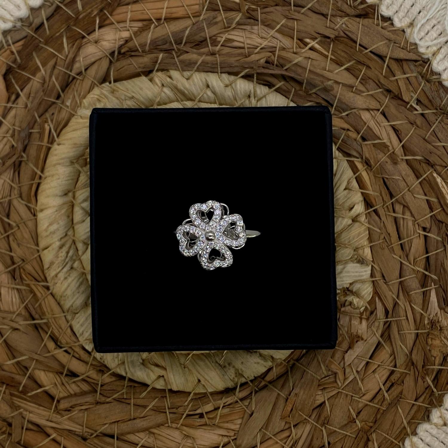 Anxiety Ring (Draairing Klavertje Vier) Zilver 925 in doosje