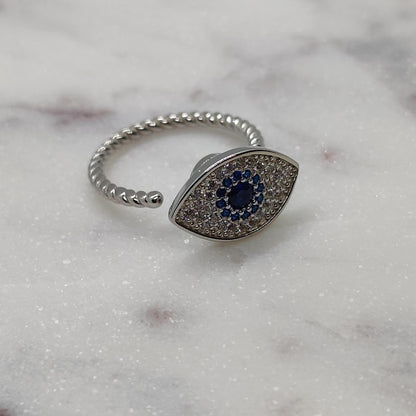 Anxiety Ring (Draairing Oog) Zilver 925 Sfeerbeeld op marmer