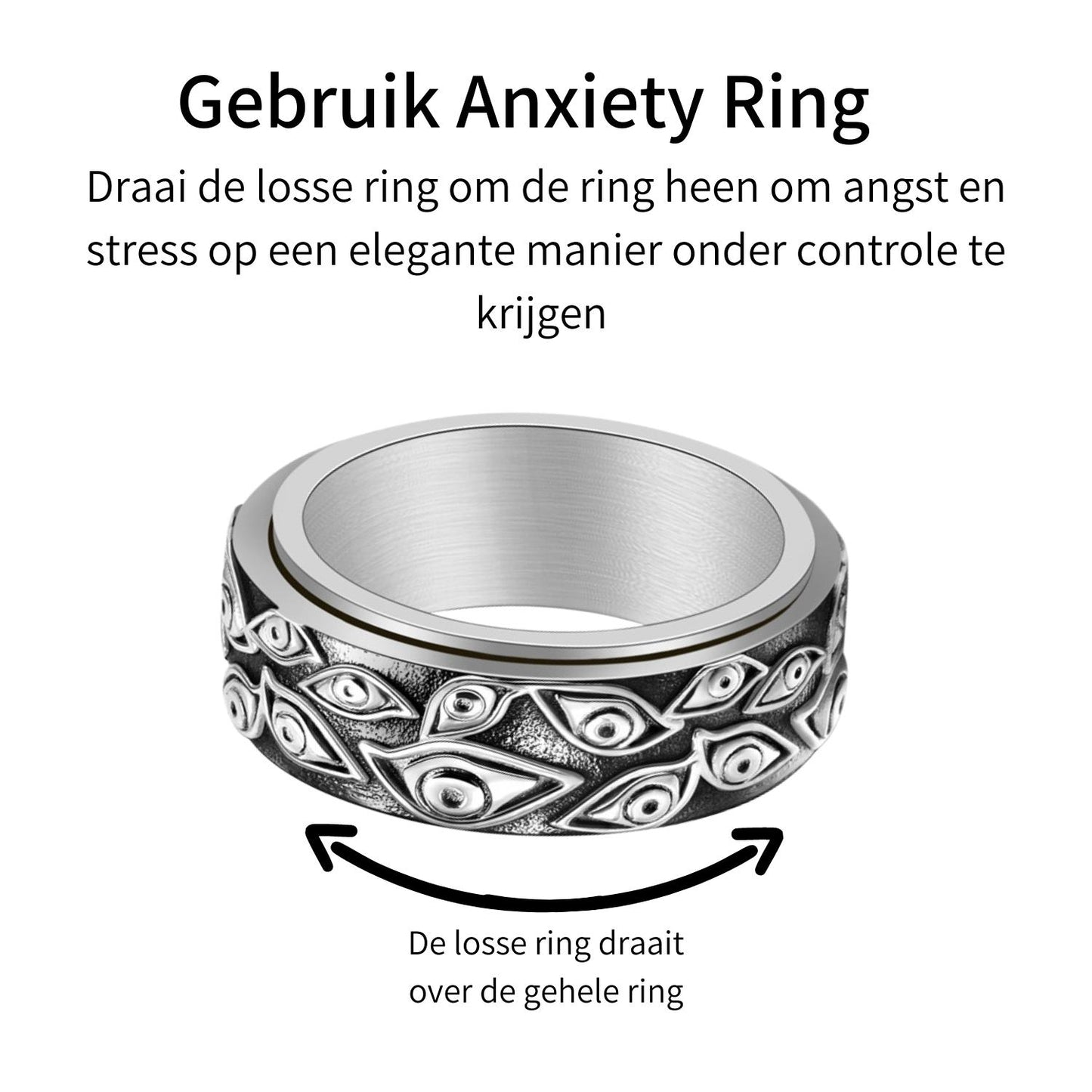 Bague d'anxiété (yeux) en argent