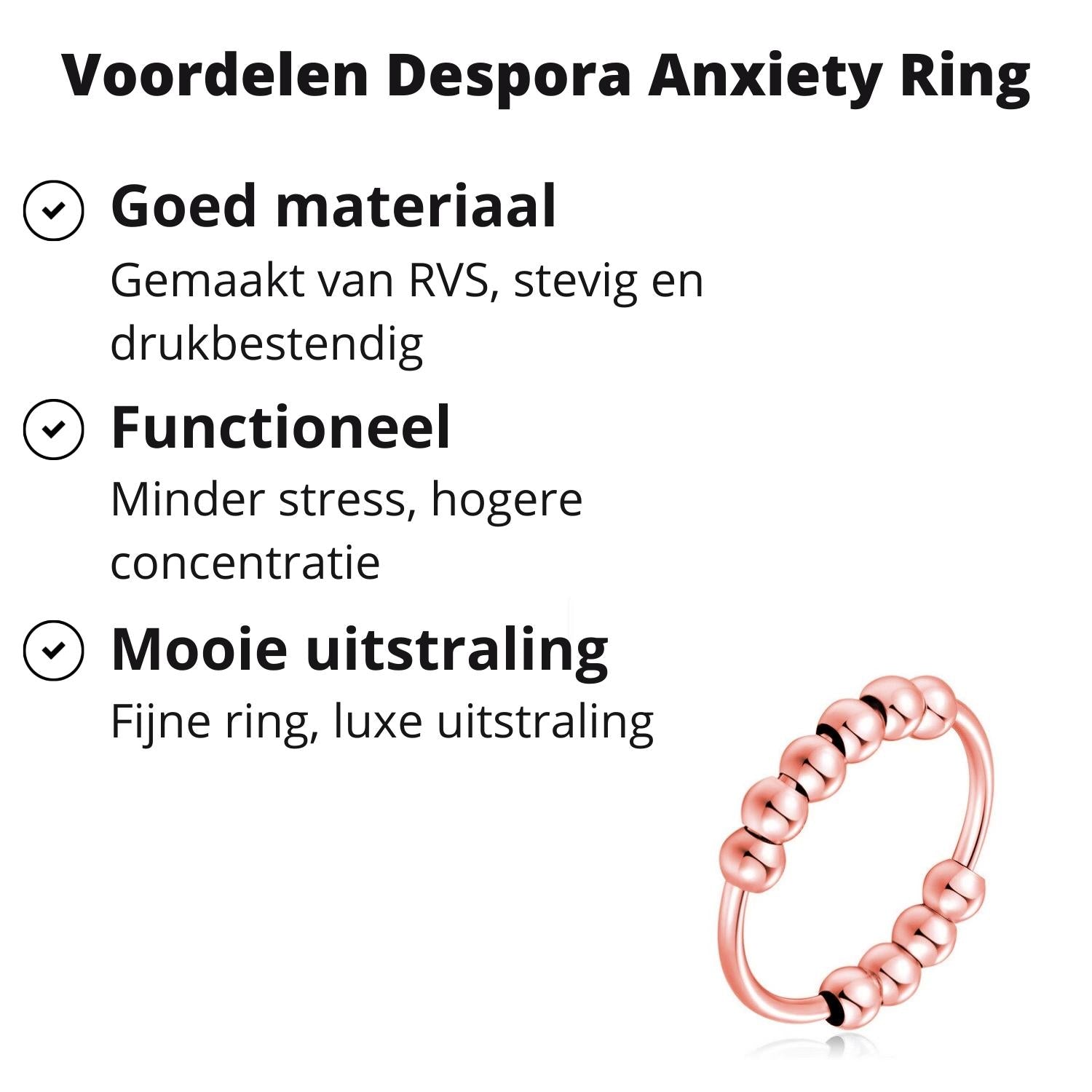 Anxiety Ring rosé goud kleurig (RVS) voordelen