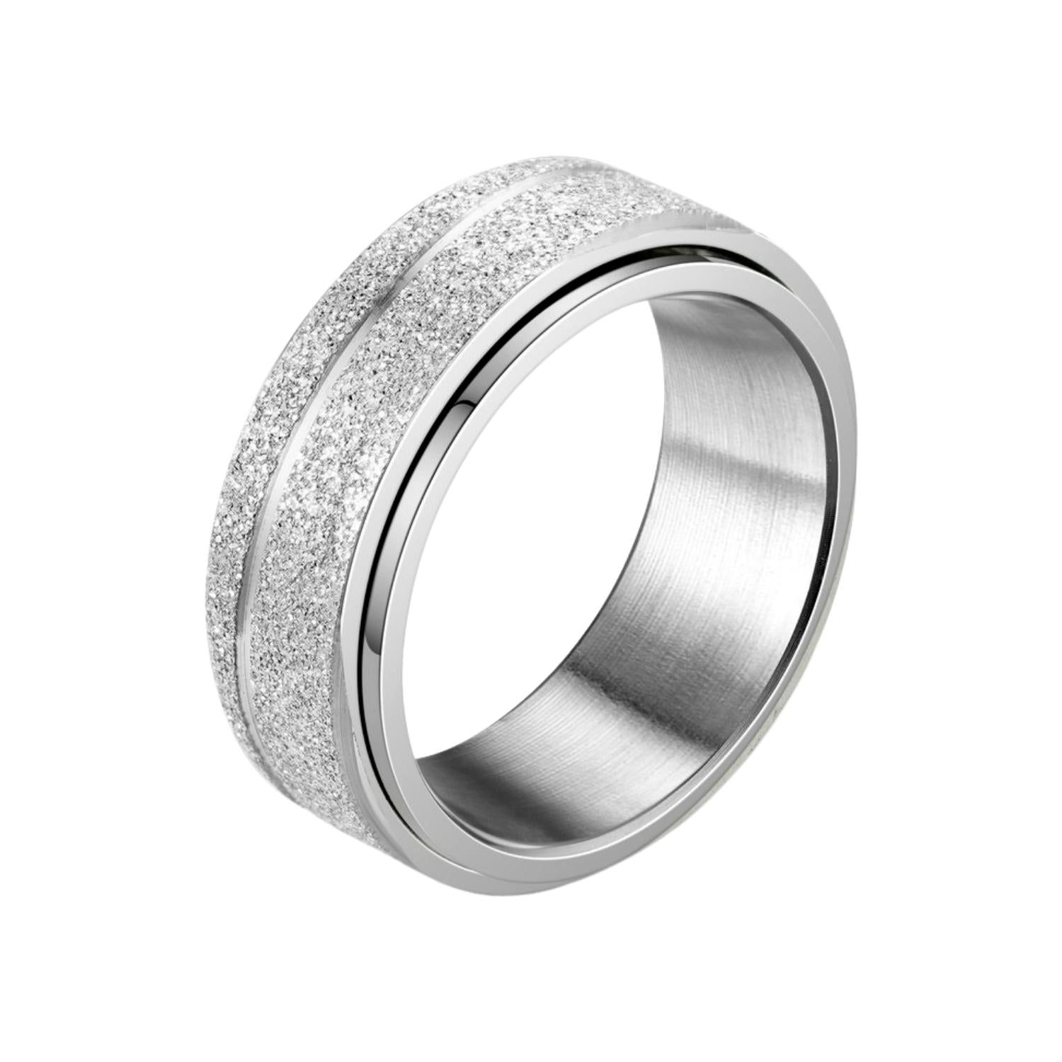 Anxiety ring (Glitter/Streep) Zilver