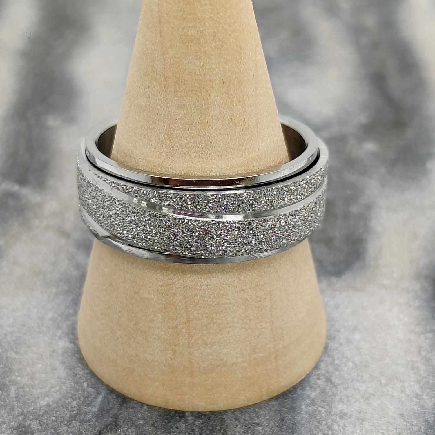 Anxiety ring (Glitter/Streep) Zilver om kegel