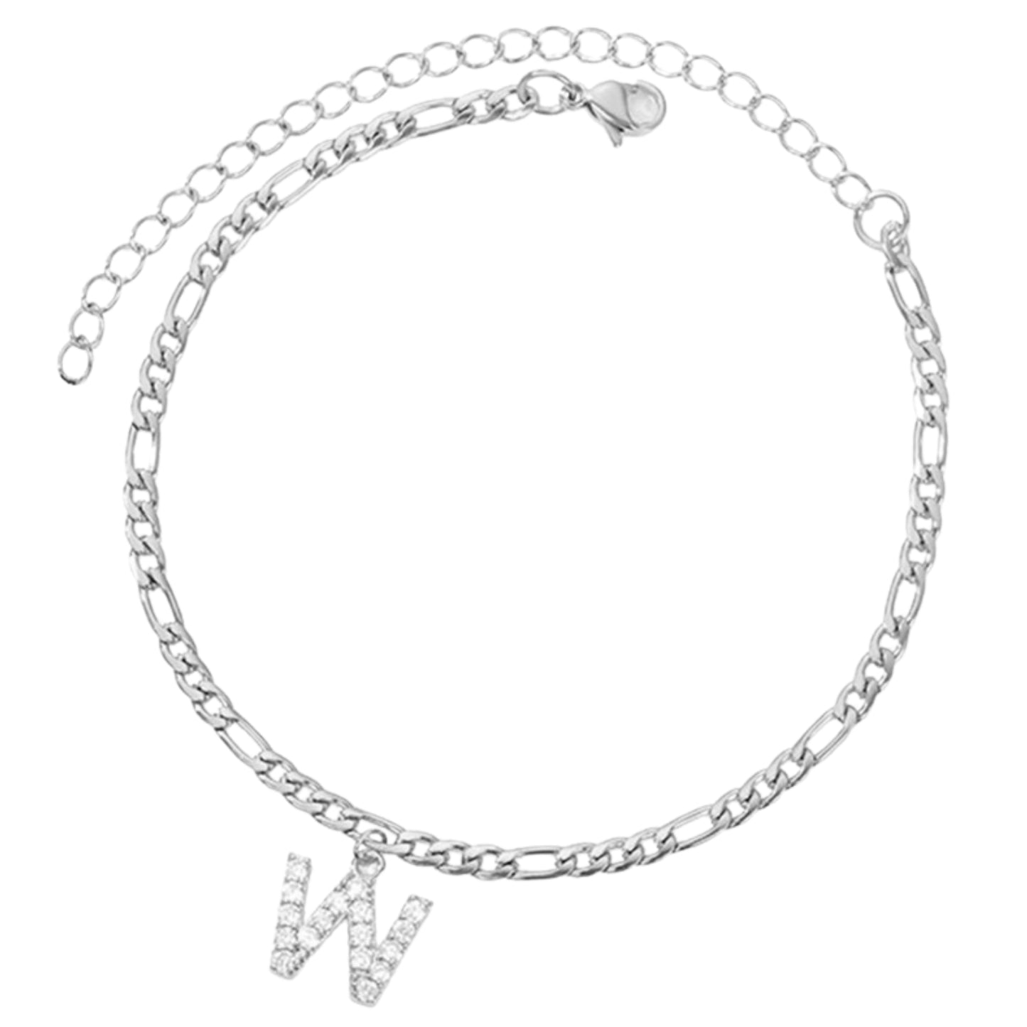 Enkelbandje zilver met letter W